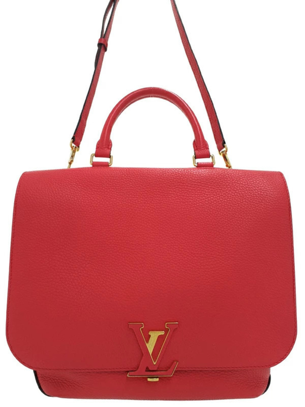 Louis Vuitton red Volta bag pebbled Taurillon leather